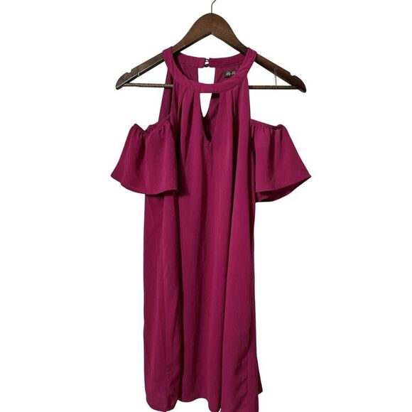 Lily Rose Womens Tiered Fit & Flare Dress Pink Ruffle  Above Knee‎ M - Picture 1 of 5